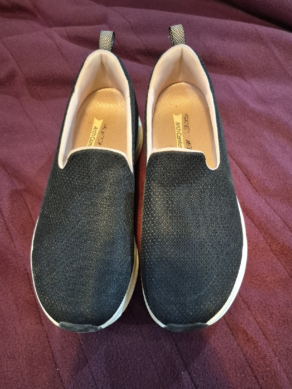 Skechers Black and White Slip-On Comfort Sneakers